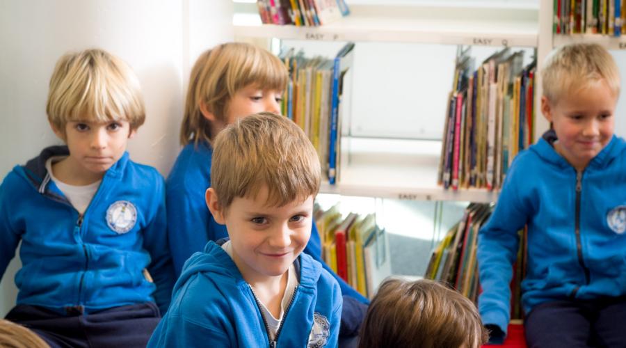 Students at the library